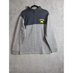 Michigan Wolverines Sweater Mens M Gray NCAA Pullover Quarter Zip Layer